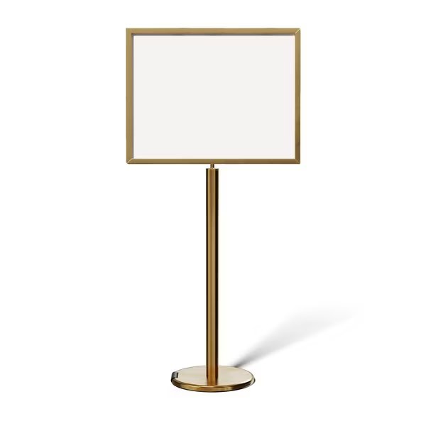 SignFrame FloorStanding 22x28H Satin Brass LINE FORMSHERE, Montour Line, Mfr#: FSE200-2228-H-SB-LINEFORMSHERE